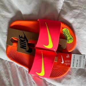 Nike Kids Slide Sandals - Neon Pink and Bright Orange